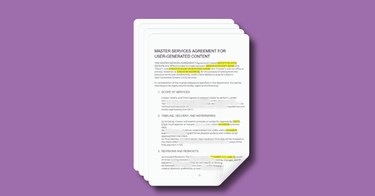 UGCjob Pro legal contract template
